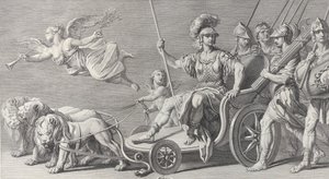 Mars na rydwanie ciągniętym przez trzy lwy, 1749.