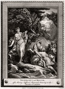 Telemach i Mentor, po rozbiciu statku, przybywają na wyspę Calypso, 1774
