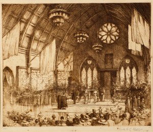 Królewska wizyta w Dundee 1914 - Przyjęcie w Albert Hall autorstwa Charles Gustav Louis Phillips
