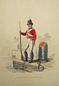 Szeregowiec Royal Marines, rytowany przez Josepha Constantine Stadlera, opublikowany 1815 (akwatinta) autorstwa Charles Hamilton Smith