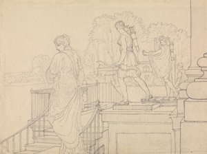 Ganek z posągami, Easton Neston, Northants autorstwa Charles Hamilton Smith