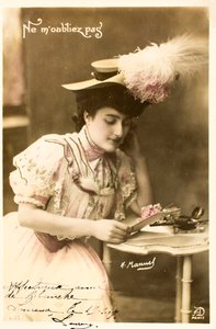Stara pocztówka/Nie zapomnij o mnie/Kobieta Belle Epoque autorstwa Augustus Kollner