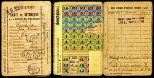 Karta racjonowania/karta odzieżowa/sekretariat produkcji przemysłowej/II wojna światowa 1941