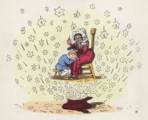 Mały chłopiec śni na kolanach pielęgniarki (kolorowy grawerunek) autorstwa Charles Henry (after) Bennett