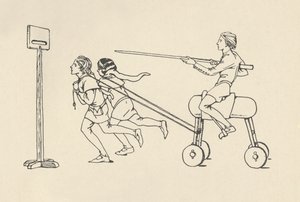 Chłopcy grający w Riding at the Quintain Romance of Alexander, około 1340. Bodleian, 1931 autorstwa Charles Henry Bourne Quennell