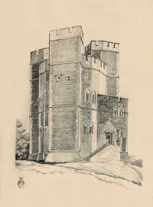 Zewnętrzna część zamku Orford, odrestaurowany Suffolk the Battlements, 1931 autorstwa Charles Henry Bourne Quennell