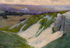 Kredowe wyrobisko, Sussex (akwarela) autorstwa Charles Herbert Rogers