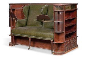 Edwardiański fotel "kareta", początek XX wieku (mahoń i skóra) autorstwa Charles Hindley and Sons