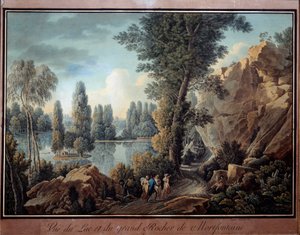 The Great Rock and the Lake of Mortefontaine Park Akwarela autorstwa Charlesa Hippolyte Cassasa (1800-1846) XIX-wieczny Paryż, Musee Marmottan autorstwa Charles Hippolyte Cassas