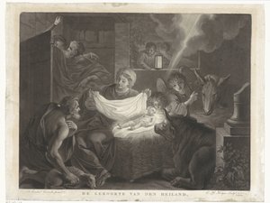 Adoracja Narodzenia i Pasterza Narodziny Zbawiciela (tytuł na obiekcie) autorstwa Charles Howard Hodges