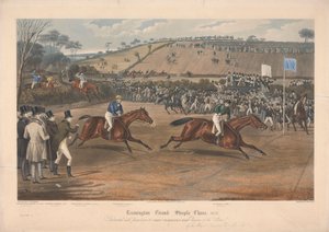 Jeden z czterech zestawów: Leamington Grand Steeple Chase ... 1837. Płyta 4. Marqs of Waterford na Monarch ... autorstwa Charles Hunt