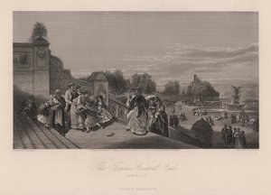 The Terrace, Central Park, Nowy Jork, Nowy Jork, USA (grawerowanie) autorstwa Charles I Rosenberg