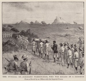 Pogrzeb sierżanta Warringhama, który zginął w potyczce (rycina) autorstwa Charles J. (after) Staniland