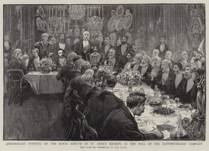 Festiwal Rocznicowy Towarzystwa Królewskiego Azylu św. Anny, w Sali Towarzystwa Sukienników autorstwa Charles J. Staniland