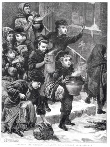 Nakarmić głodnych, London Soup Kitchen, 1880 autorstwa Charles J. Staniland