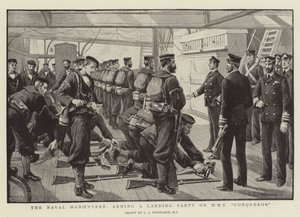 Manewry morskie, uzbrajanie desantu na HMS Conqueror autorstwa Charles J. Staniland