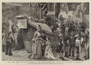 Czerwony, Biały i Niebieski Bazar w Hali Rolniczej, otwarty przez księcia Connaught autorstwa Charles J. Staniland