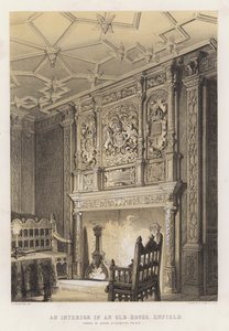 Wnętrze starego domu, Enfield, znanego jako pałac królowej Elżbiety autorstwa Charles James Richardson
