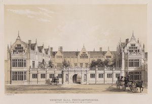 Rushton Hall, Northamptonshire, wzniesiony przez Sir Thomasa Treshama, w czasach Elżbiety (kolor lito) autorstwa Charles James Richardson