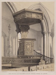 Ambona, All Hallows Barking Church, Tower Street, Londyn (kolor lito) autorstwa Charles James Richardson