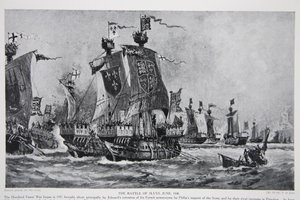 Bitwa pod Sluys, 24 czerwca 1340 r., ilustracja z "Hutchinson