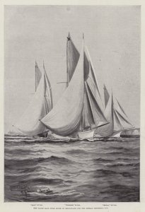 Wyścig jachtów z Dover do Helgolandu o Puchar Cesarza Niemiec autorstwa Charles John de Lacy