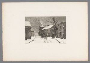 Gezicht op de Rue des Rosiers w Montmartre Rue des Rosiers w Montmartre (tytuł na obiekcie) Francja etsen uit 1875 (tytuł serii) Akwaforta w 1875 (tytuł serii) autorstwa Charles Joseph Beauverie