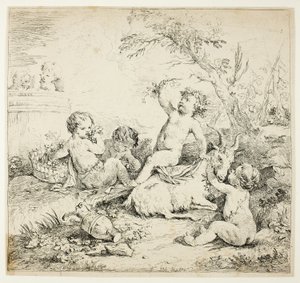 Aniołki z kozą autorstwa Charles Joseph Natoire