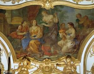 Psyche pokazujący tresors swoim siostrom Obraz na suficie autorstwa Charlesa Josepha Natoire (Charles-Joseph Natoire autorstwa Charles Joseph Natoire