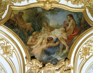 Nimfy wyciągające ciało psychiki Malowidło sufitowe autorstwa Charlesa Josepha Natoire (Charles-Joseph Natoire autorstwa Charles Joseph Natoire
