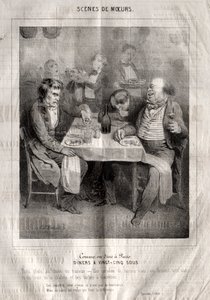 Sceny obyczajowe: Polub lub zjedz w Paryżu. Obiady na dwadzieścia pięć sous. Trzy dania do wyboru cateringu... autorstwa Charles Joseph Traviès de Villers