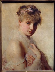 Portret młodej dziewczyny. Obraz Charlesa Chaplina (1825-1891)