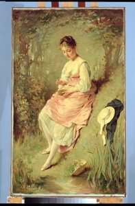 Młoda dziewczyna z gniazdem, koniec lat 60. XIX w. autorstwa Charles Joshua Chaplin
