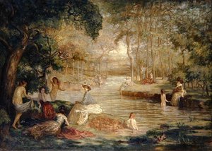 Kąpiące się: Kąpiące się kobiety nad rzeką autorstwa Charles Julian Tharp