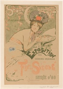 Poster voor een expositie van de Salon des Cent Salon des Cent Wystawa oryginalnych rysunków z końca wieku (tytuł na obiekcie) autorstwa Charles Lapierre