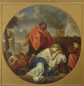 Jefte zamierza złożyć w ofierze swoją córkę (olej na płótnie) autorstwa Charles Le Brun
