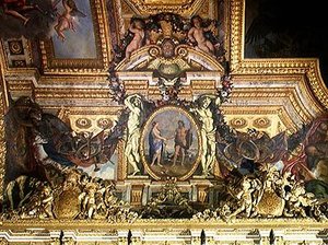 Spotkanie dwóch mórz, malowidło sufitowe z Galerie des Glaces autorstwa Charles Le Brun