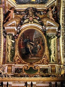 Patronat Sztuki w 1663 r., Malowidło sufitowe z Galerie des Glaces autorstwa Charles Le Brun