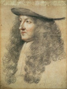 Portret Głowa króla Ludwika XIV, ok. 1663 (czarna, czerwona i biała kreda na papierze)