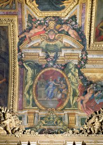 Założenie Hotelu Royal des Invalides w 1674 r., Malowidło sufitowe z Galerie des Glaces autorstwa Charles Le Brun