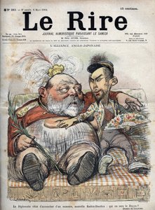 Sojusz Anglo-Japoński (Japanese Anglo 1902) Dyplomacja właśnie zrodziła potwora, nową Radicę-Doodicę: kto będzie dziekanem? - Król Edward VII - KARYKATURA 1902 autorstwa Charlesa LEANDRE (1862-1934) za "Śmiech" autorstwa Charles Leandre