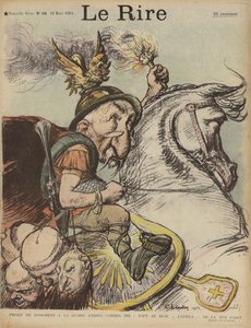 Karykatura francuskiego premiera Emila Combesa jako Huna Attyli. Ilustracja do Le Rire