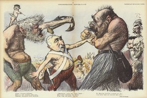 Emile Combes próbuje rozdzielić Camille Pelletan i Maurice Rouvier, ilustracja do Le Rire