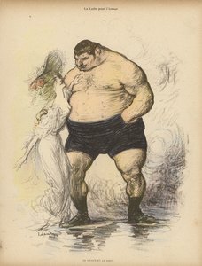Walka o miłość: miękkość i siła (litografia kolorowa) autorstwa Charles Leandre