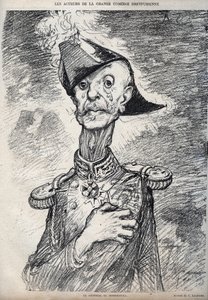 Aktorzy wielkiej komedii Dreyfussa - Portret Raoula Le Mouton de Boisdeffre (Generał de Boisdeffre) (1839 -1919), francuskie wojsko - rysunek Charlesa Leandre
