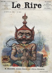 Theophile Delcasse (1852-1923), francuski polityk - Le Gotha du „”Laughs”, nr XXXVI, M. Delcasse, Syjamski Minister Spraw Zagranicznych - Karykatura Charlesa Leandre - (6 grudnia 1902) autorstwa Charles Leandre