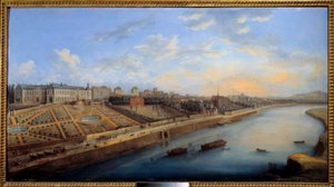 Widok Passy i Chaillot z obrazu Grenelle autorstwa Charlesa Grevenbroecka (?-1758) 1743 nd. 0,68x1,24 m Paryż, musee carnavalet - Widok na Passy i Chaillot z Grenelle. Obraz Charlesa Grevenbroecka (?-1758)