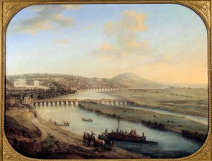 Widok na wyspę Seguin, most Sevres i Panoramę Saint Cloud z zachodniej części Paryża. Obraz Charlesa Grevenbroeka (?-1758) 1738 Nd. 0,69x0,9m Paryż, muzeum Carnavalet