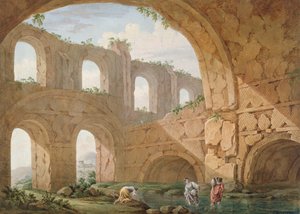 Willa Hadriana, niedaleko Tivoli (pióro i gwasz na papierze)