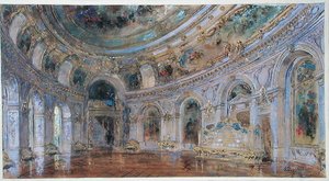Sala bankietowa w Pałacu Królewskim w Laeken, ok. 1910 (akwarela na papierze)